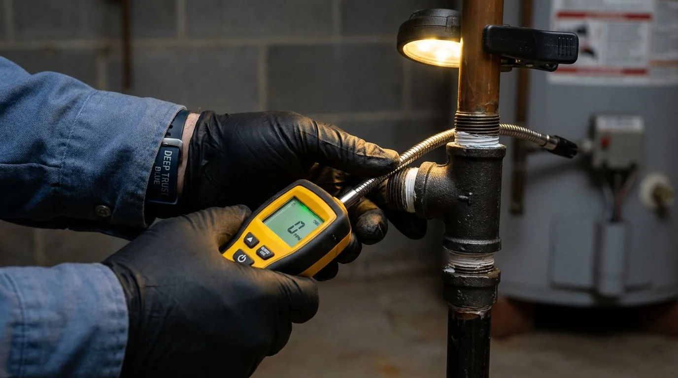 Gas leak detection with electronic sniffer by Johns Plumbing LLC in Willcox