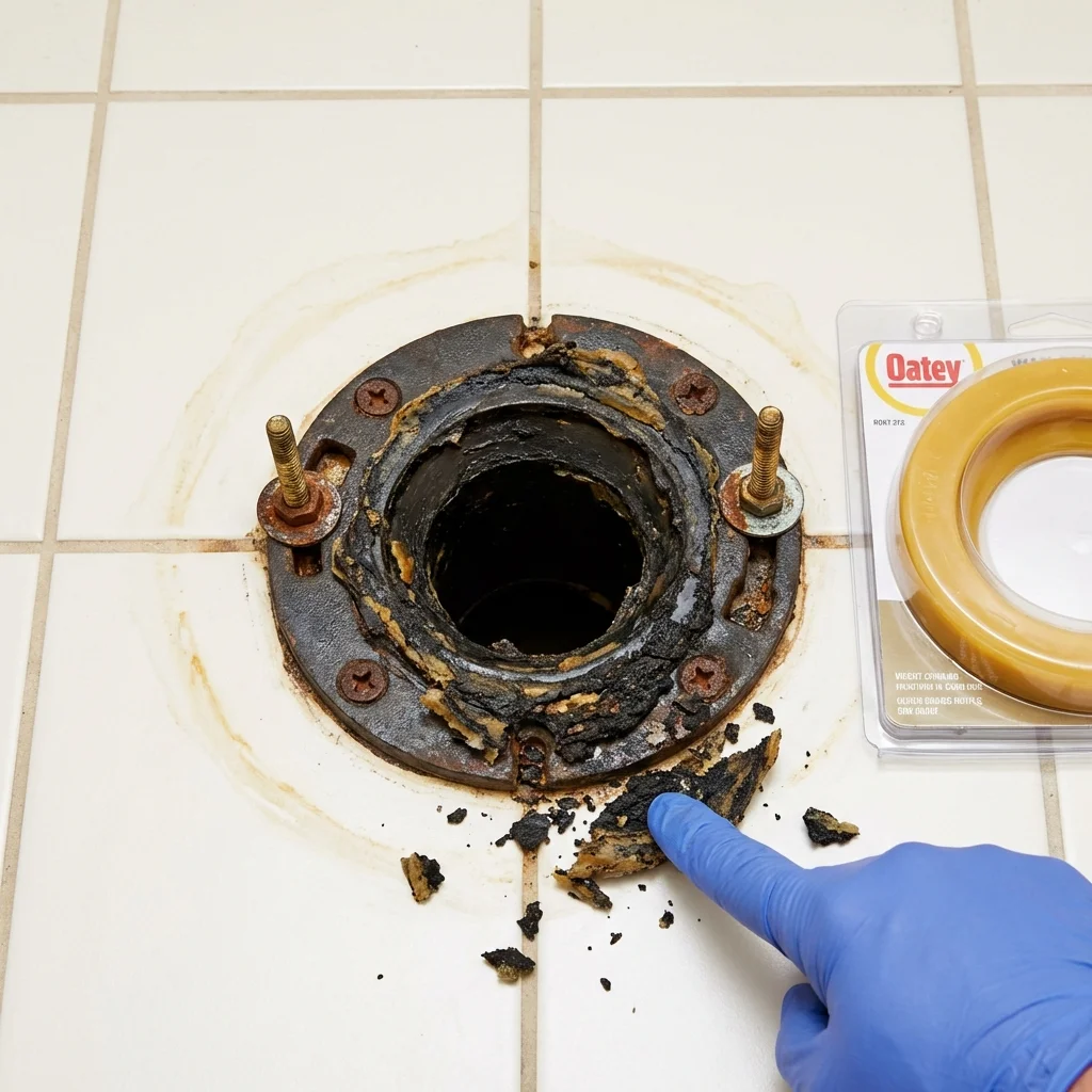 Failed wax ring showing water seepage at the base of a toilet in a Willcox, AZ home