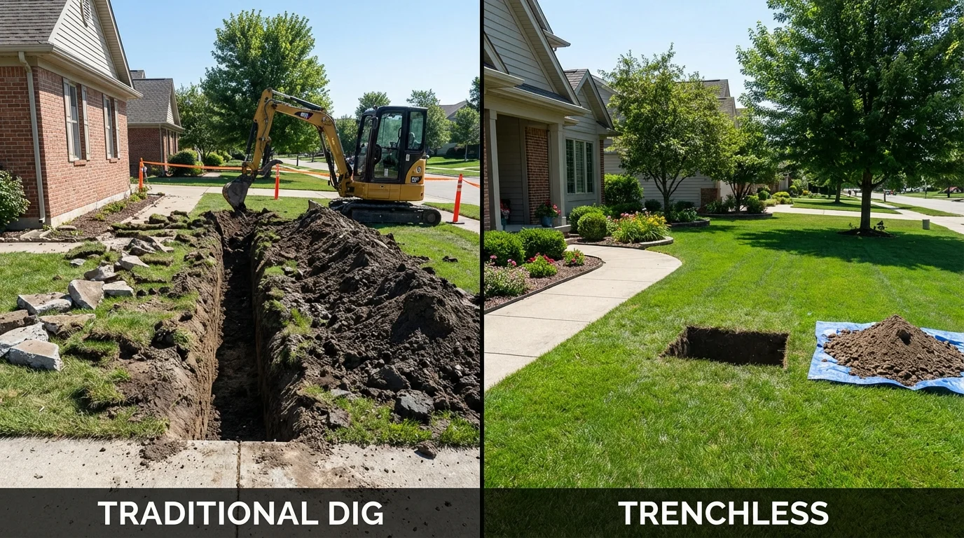 Trenchless sewer repair with minimal yard damage versus traditional excavation in Willcox, AZ